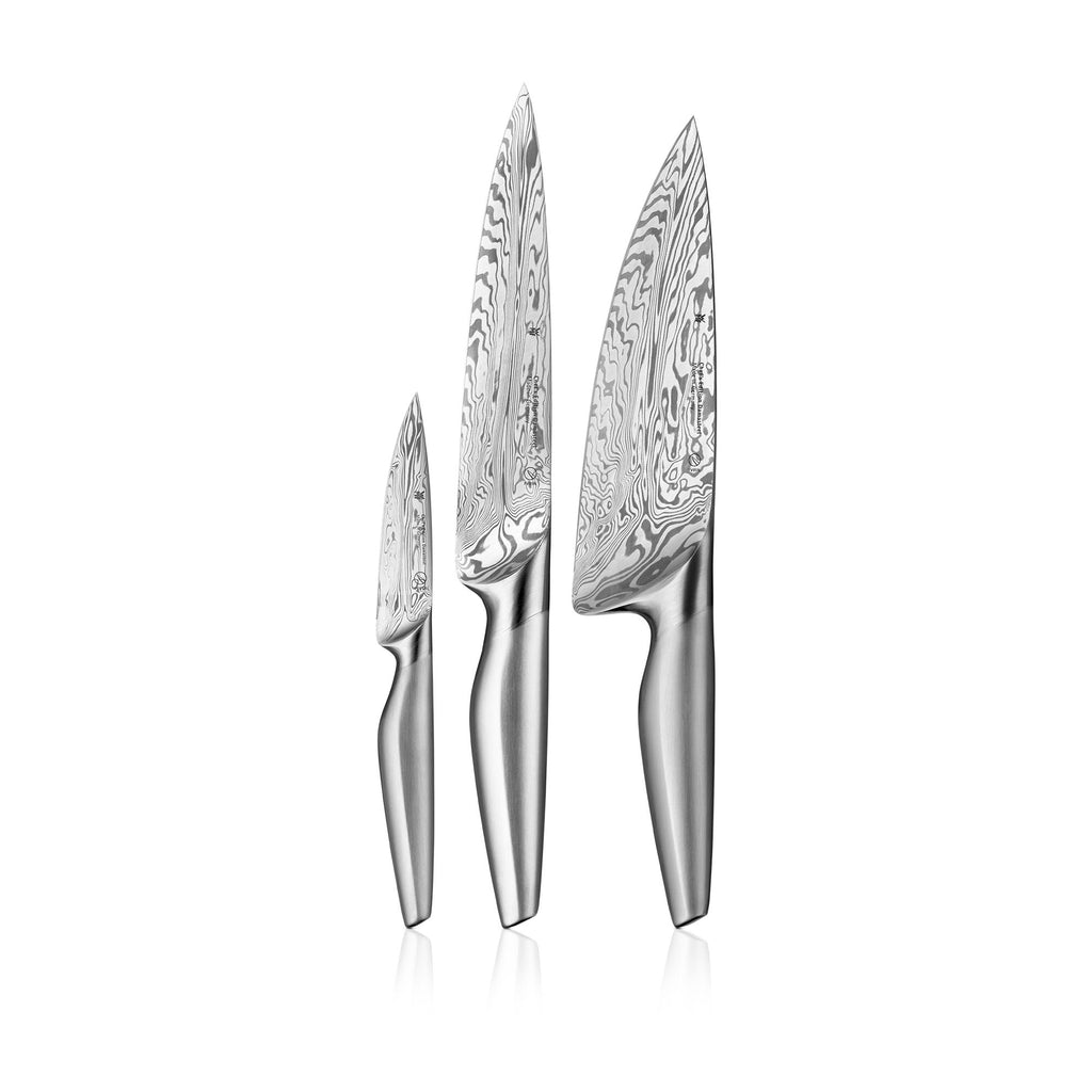 Knivsett 3-delt Damasteel Chef's Edition rustfritt stål forfra