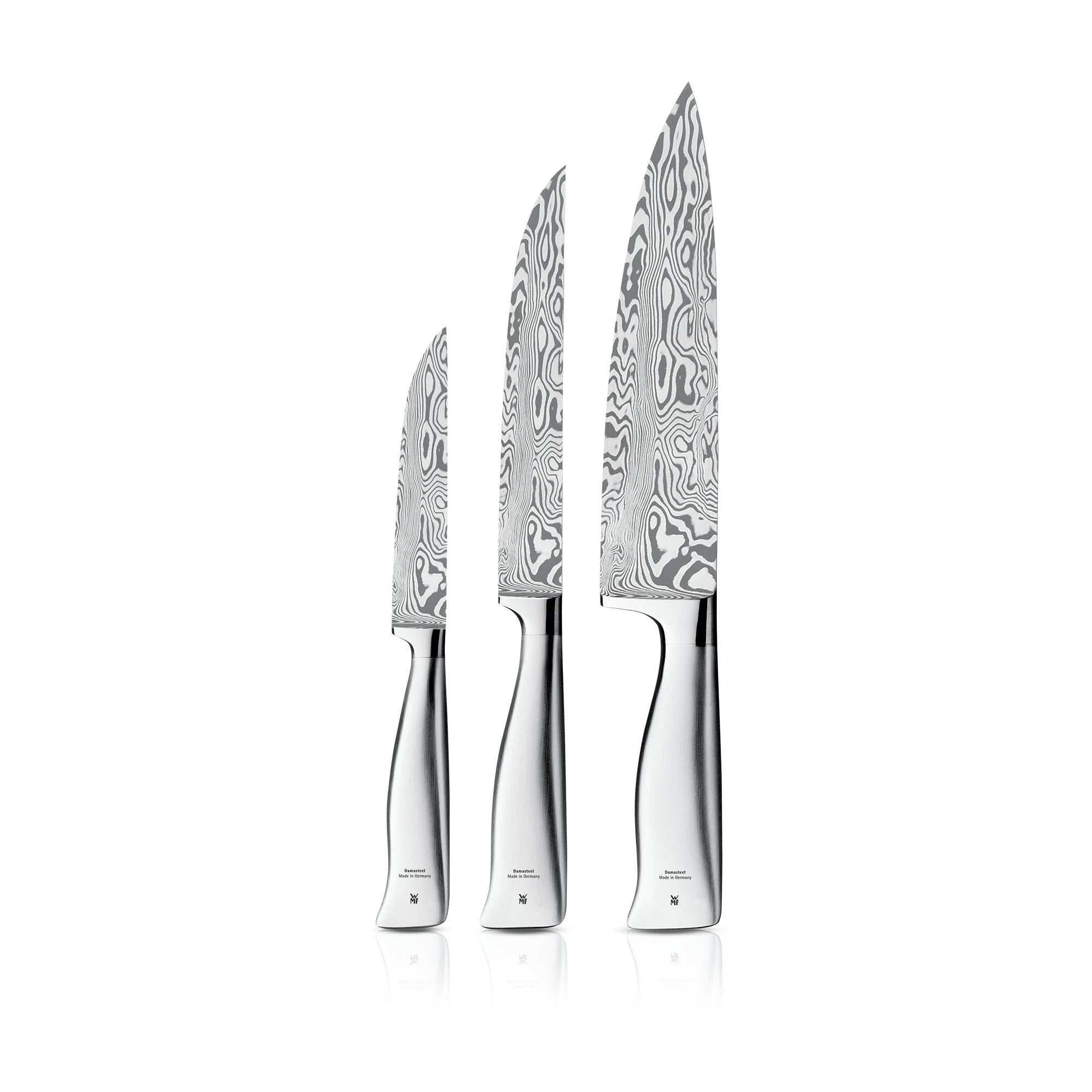 Knivsett 3-delt Grand Gourmet Damasteel® rustfritt stål forfra