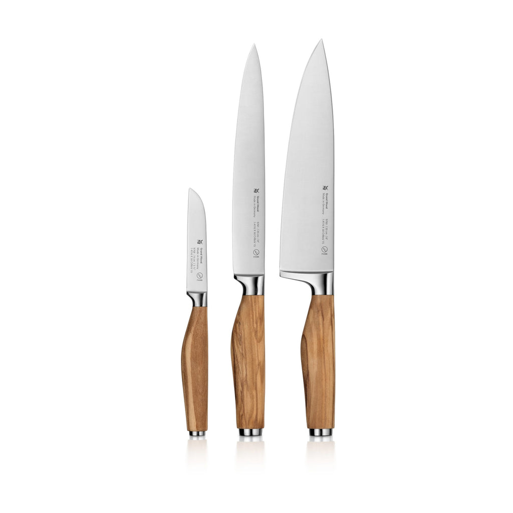Knivsett 3-delt Grand Wood oliventre rustfritt stål - WMF forfra