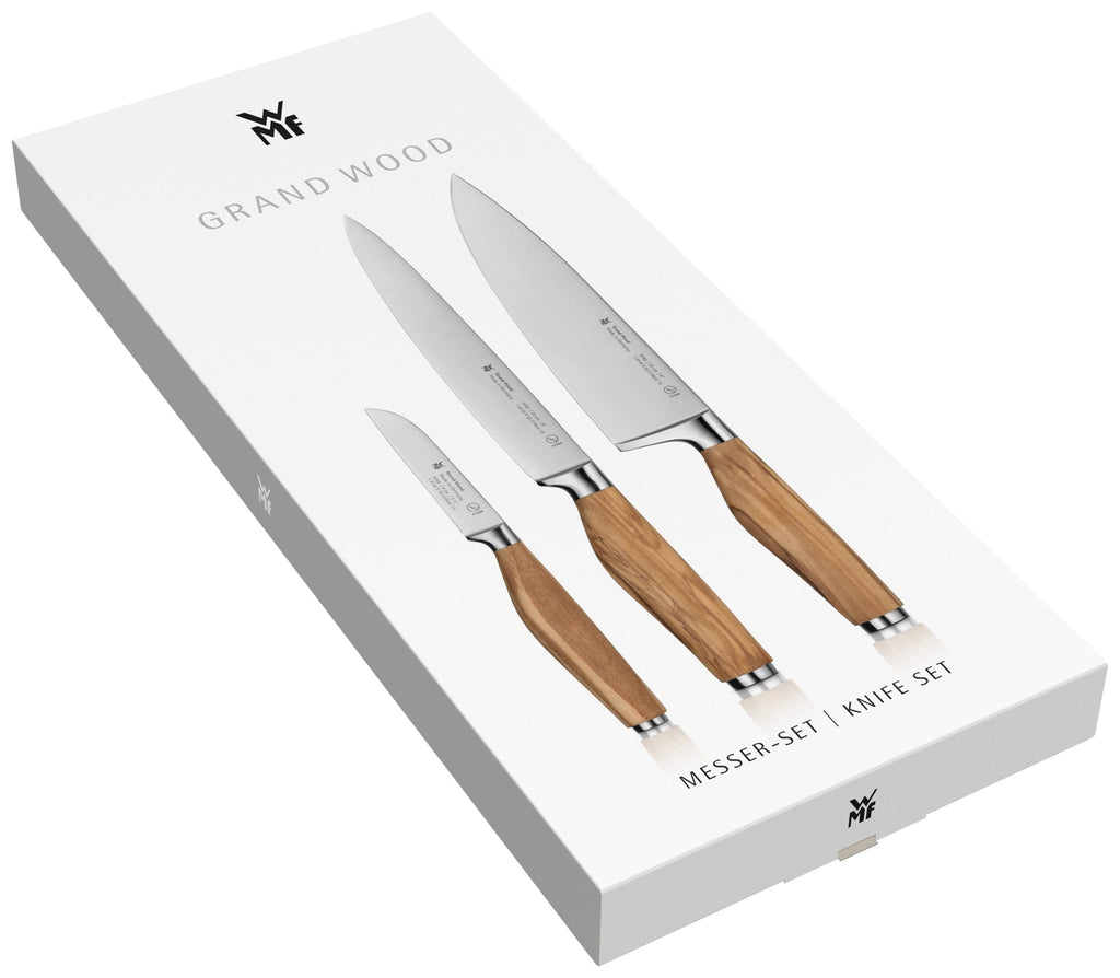 Knivsett 3-delt Grand Wood oliventre rustfritt stål - WMF detalj av knivspiss