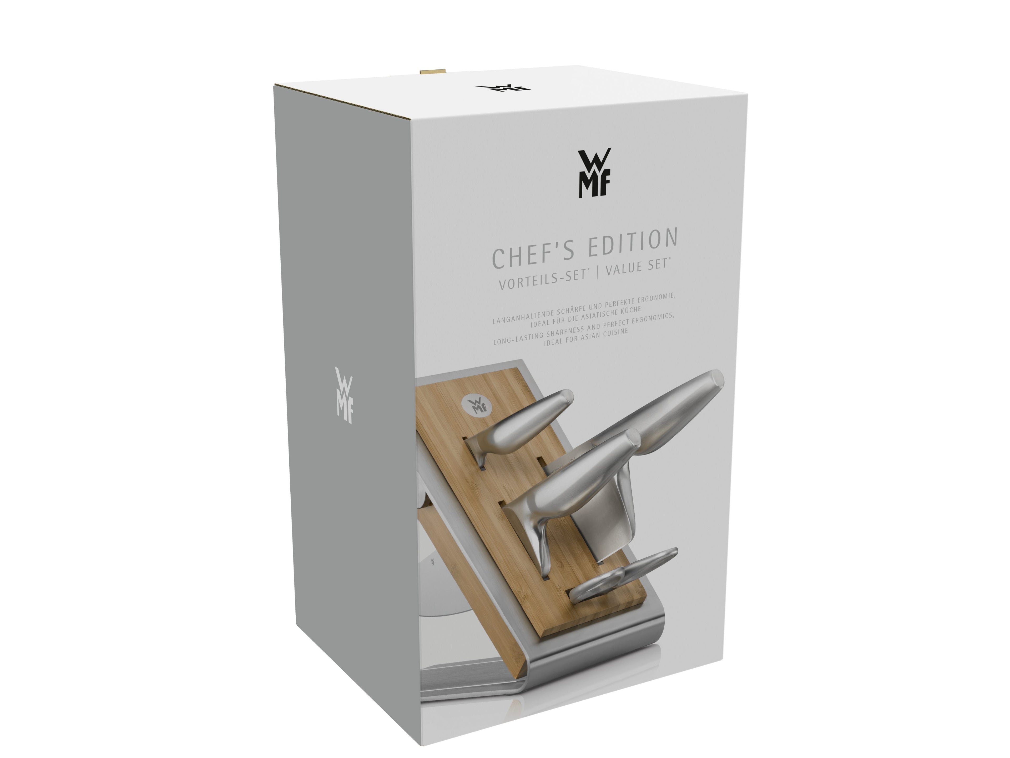 Knivsett 5-delt Chef's Edition med knivblokk sett fra siden