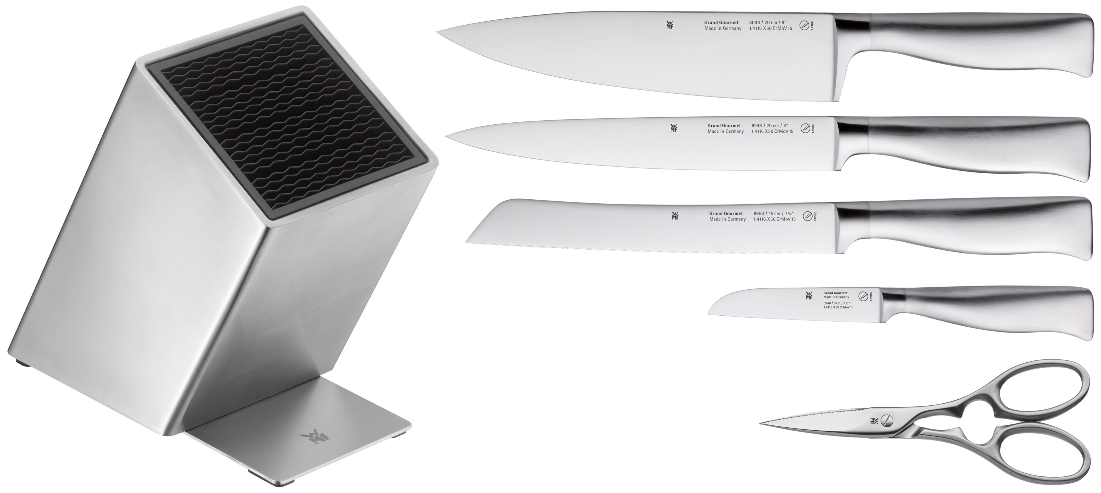 Knivsett 6-delt Grand Gourmet med FlexTec knivblokk bakside