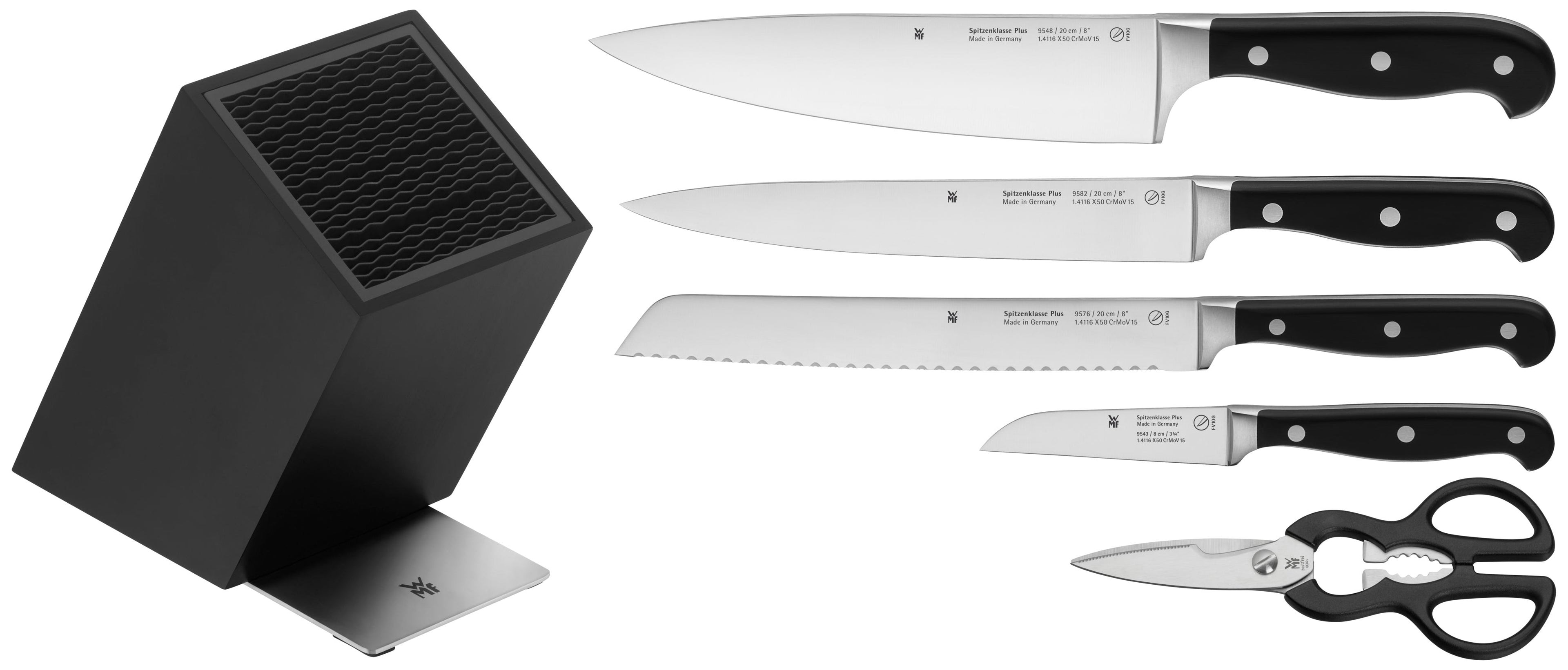 Knivsett 6-delt Spitzenklasse Plus med FlexTec knivblokk med fokus på blokk
