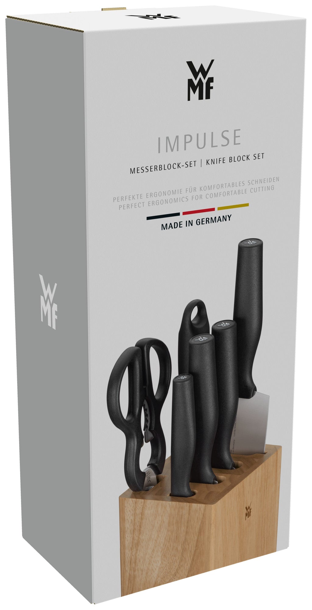 Knivsett 7-delt Impulse rustfritt stål - WMF knivblokk detalj