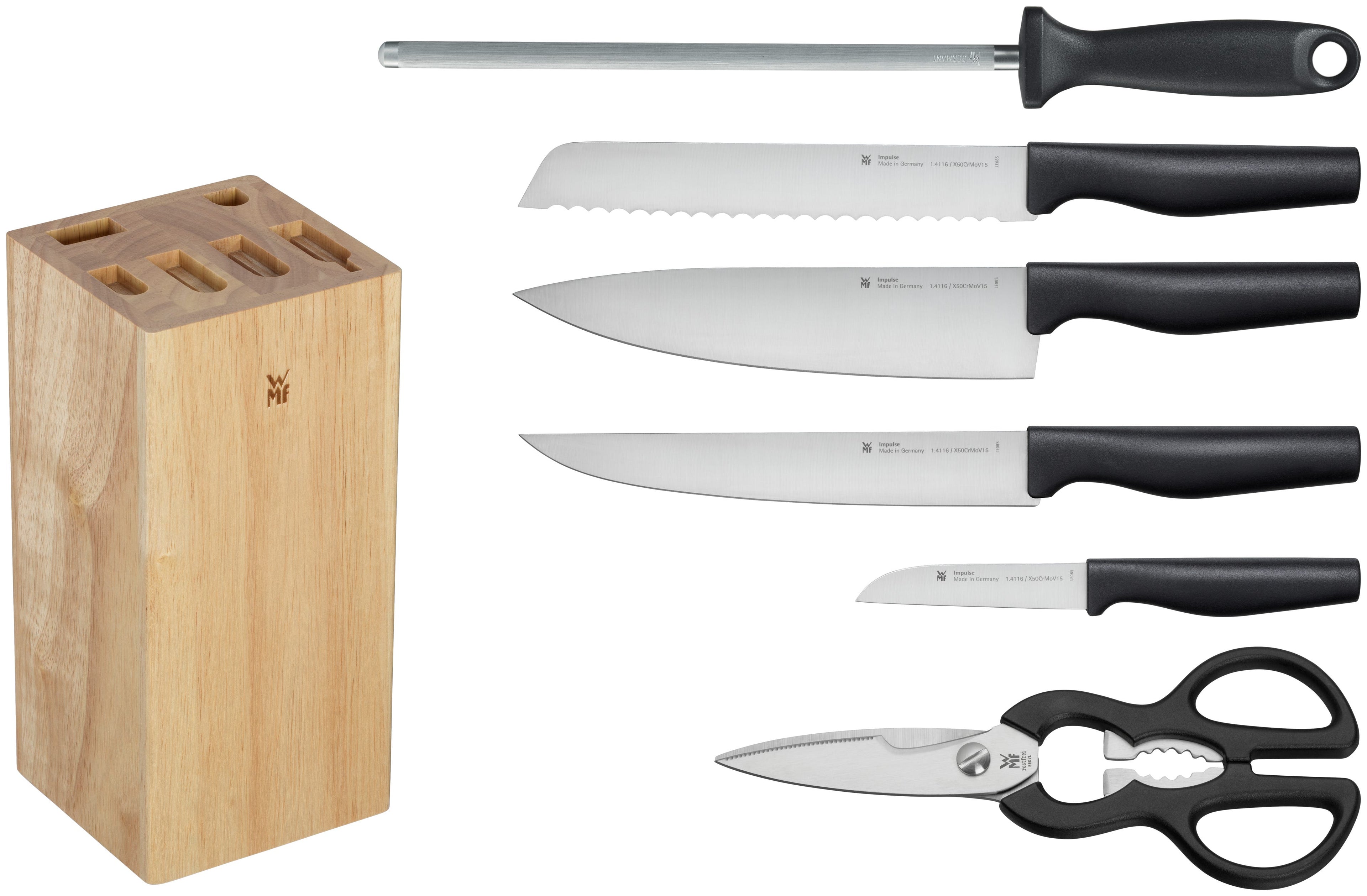 Knivsett 7-delt Impulse rustfritt stål - WMF bakside