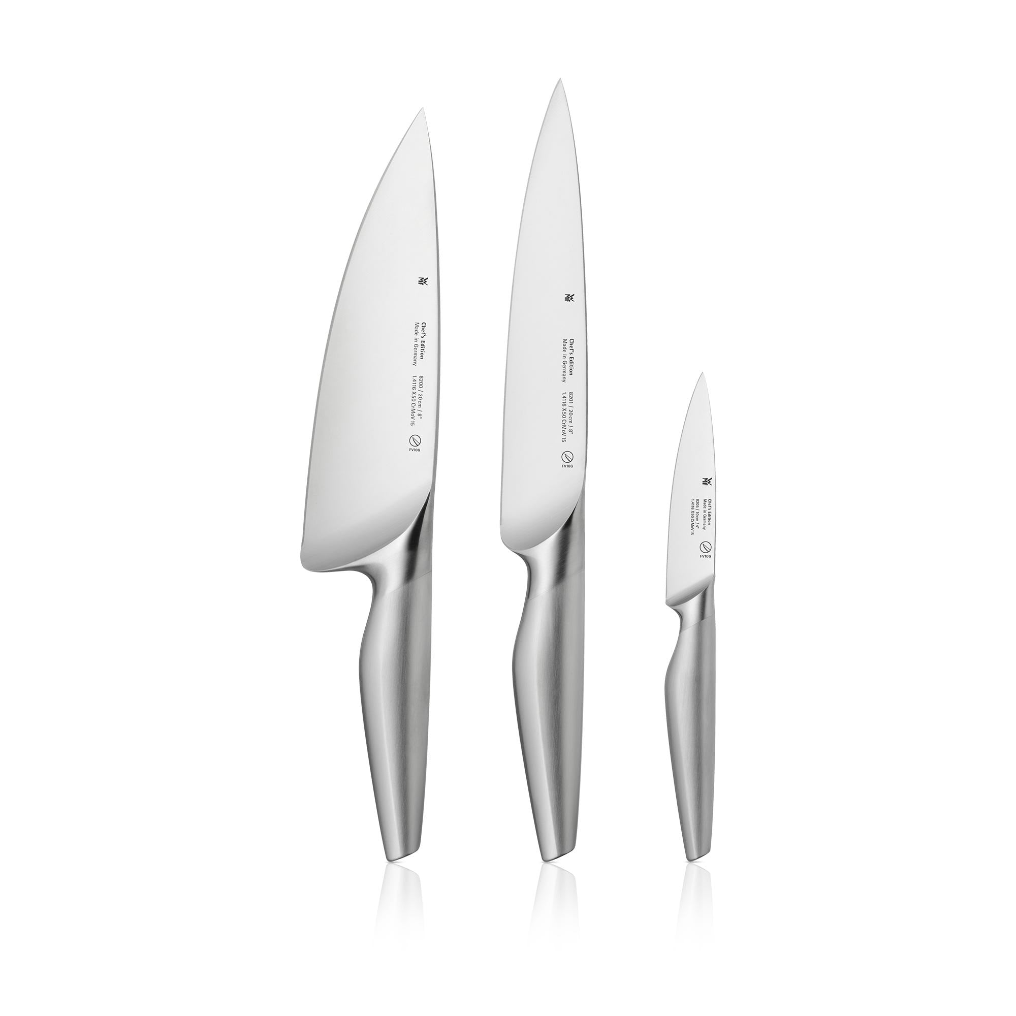 Knivsett 3-delt Chef's Edition smidd rustfritt stål - WMF forfra
