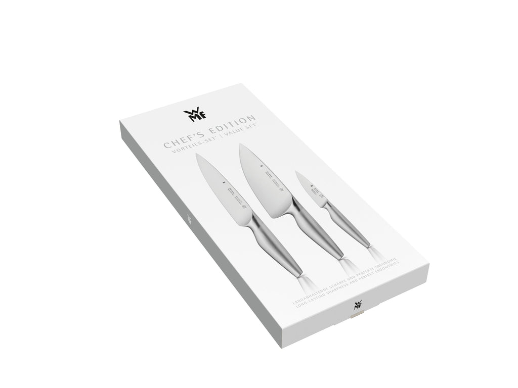Knivsett 3-delt Chef's Edition smidd rustfritt stål - WMF nærbilde av knivblad