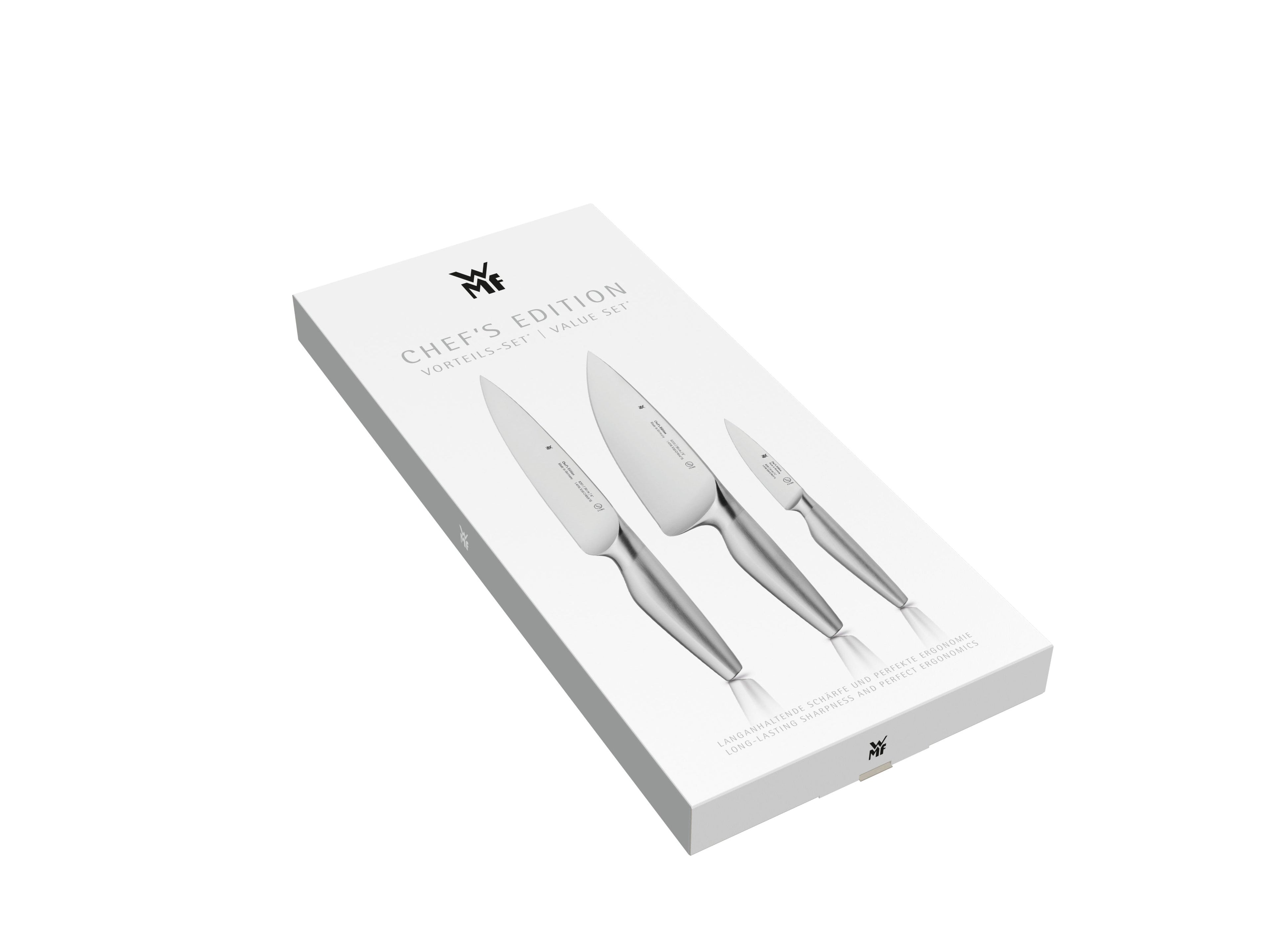 Knivsett 3-delt Chef's Edition smidd rustfritt stål - WMF nærbilde av knivblad