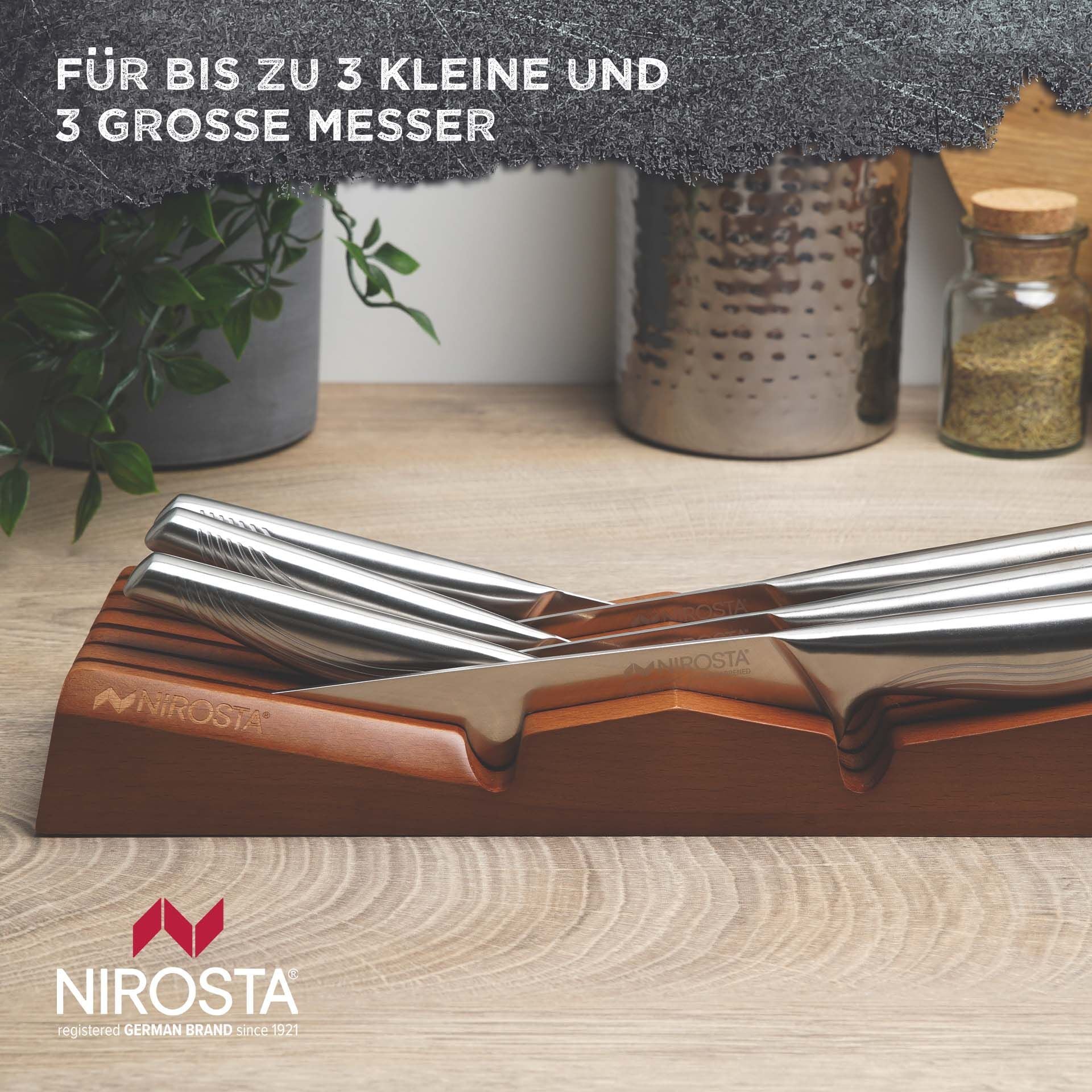Knivskuffinnsats tre for 6 kniver 35 cm sideprofil