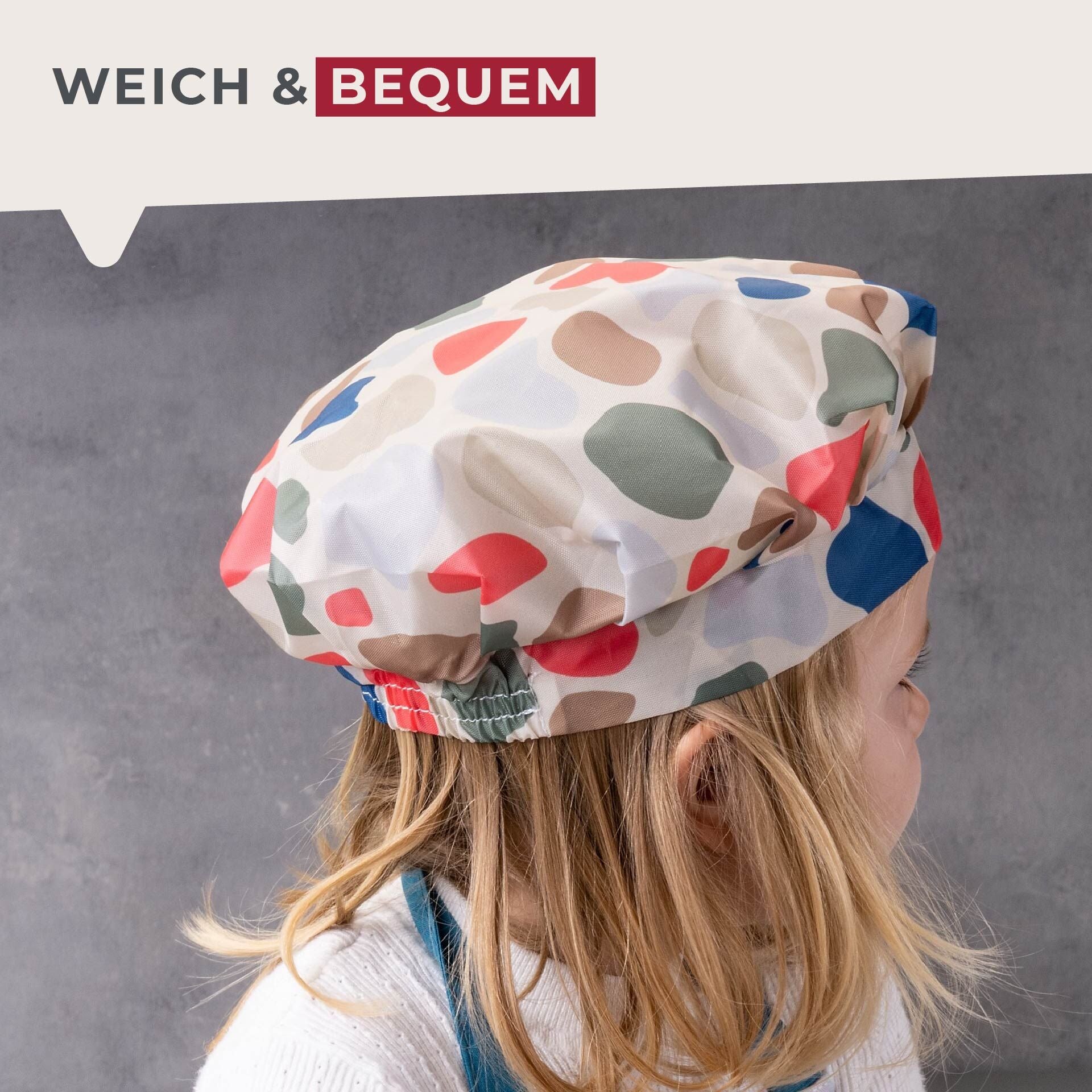 Kokkehatt for barn fargerik polyester 16×25 cm justerbar gummistrikk