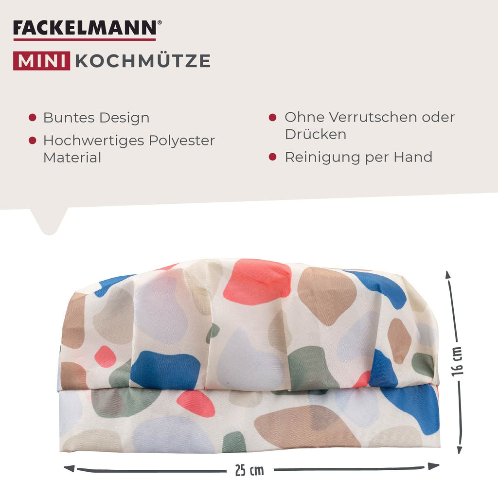 Kokkehatt for barn fargerik polyester 16×25 cm montert