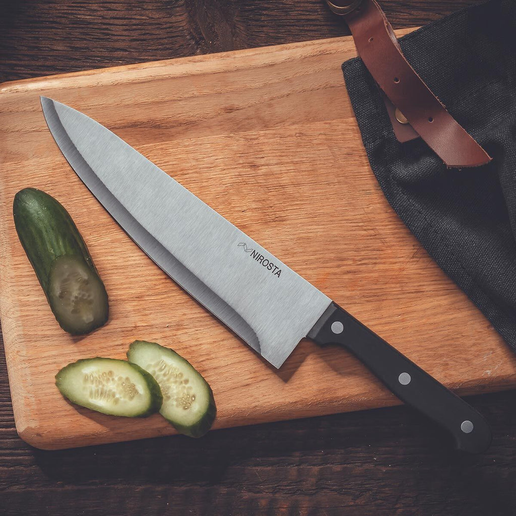 Kokkekniv 20 cm blad rustfritt stål Mega - Nirosta bakside