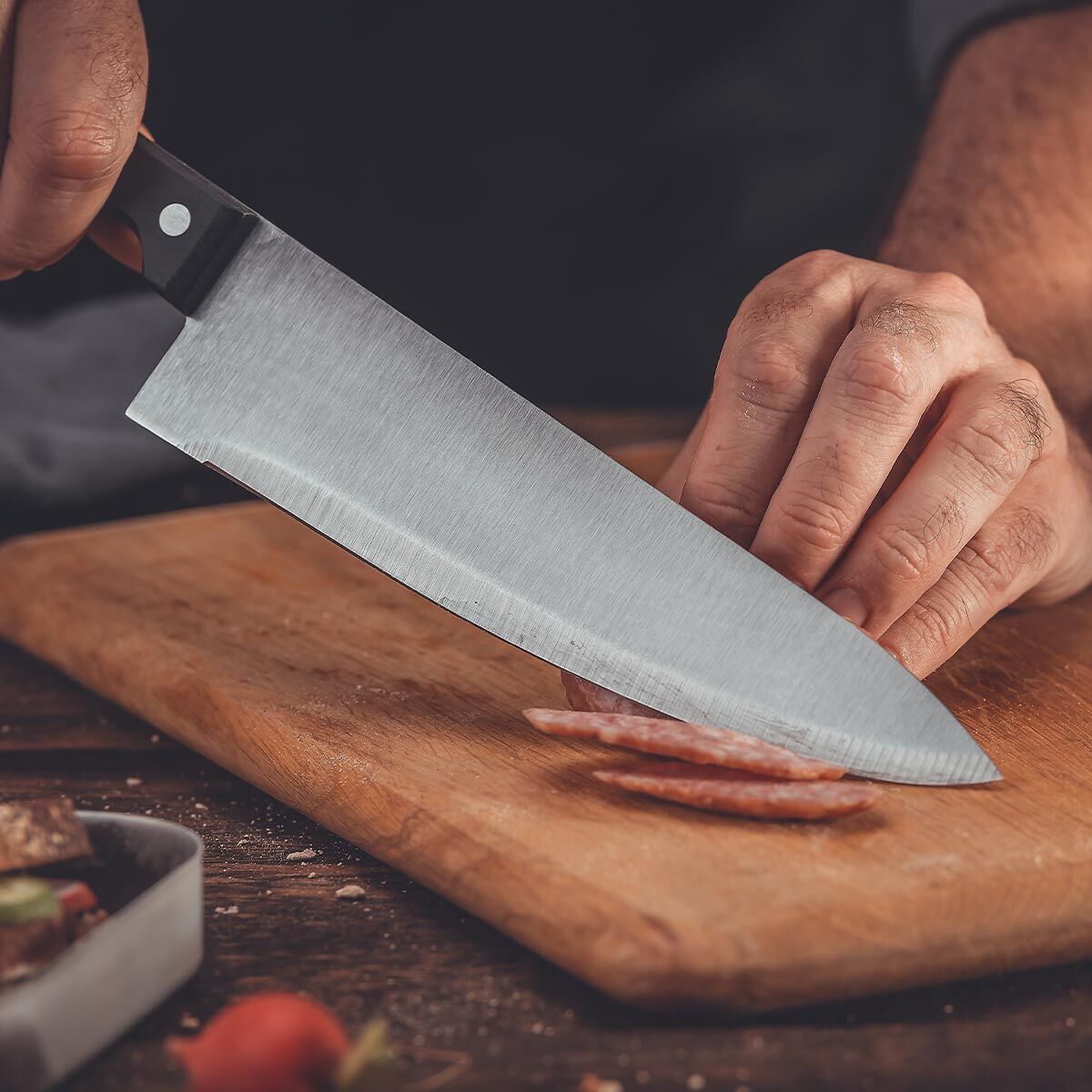 Kokkekniv 20 cm blad rustfritt stål Mega - Nirosta detalj av blad