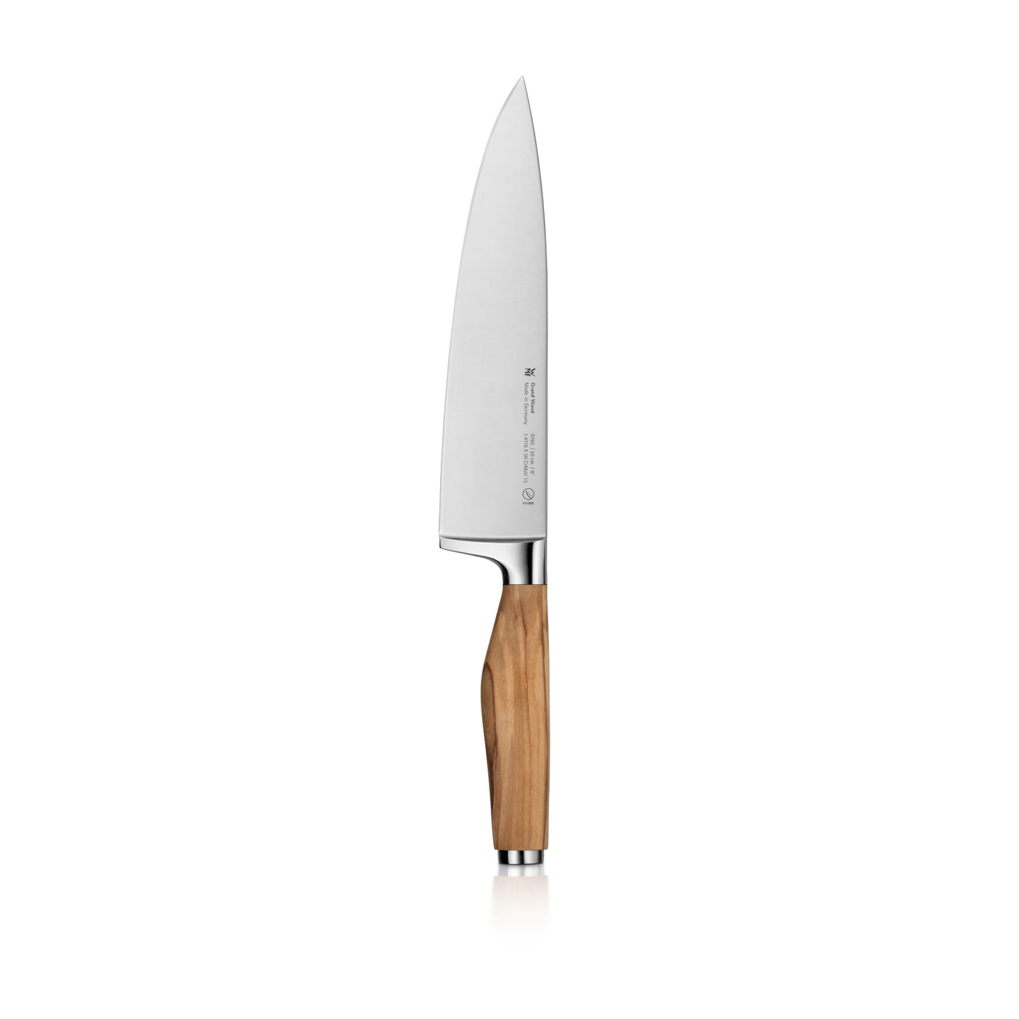 Kokkekniv 20 cm oliventre Grand Wood forfra