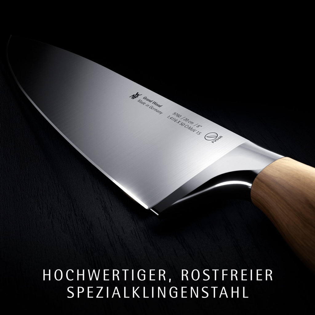 Kokkekniv 20 cm oliventre Grand Wood sideprofil