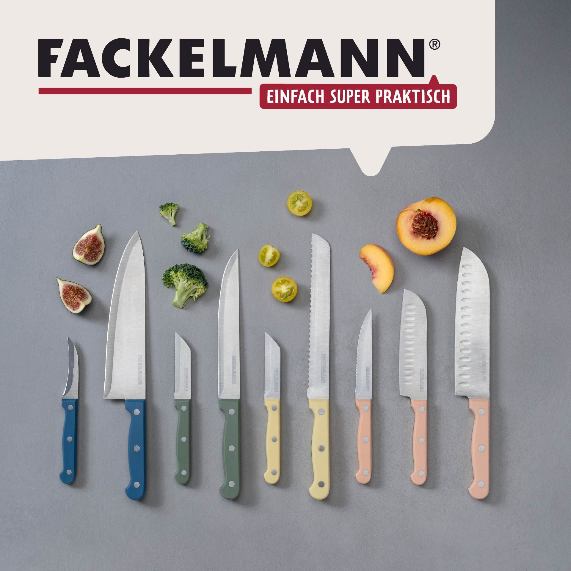 Kokkekniv blå 20 cm rustfritt stål - Fackelmann helhetlig oversikt