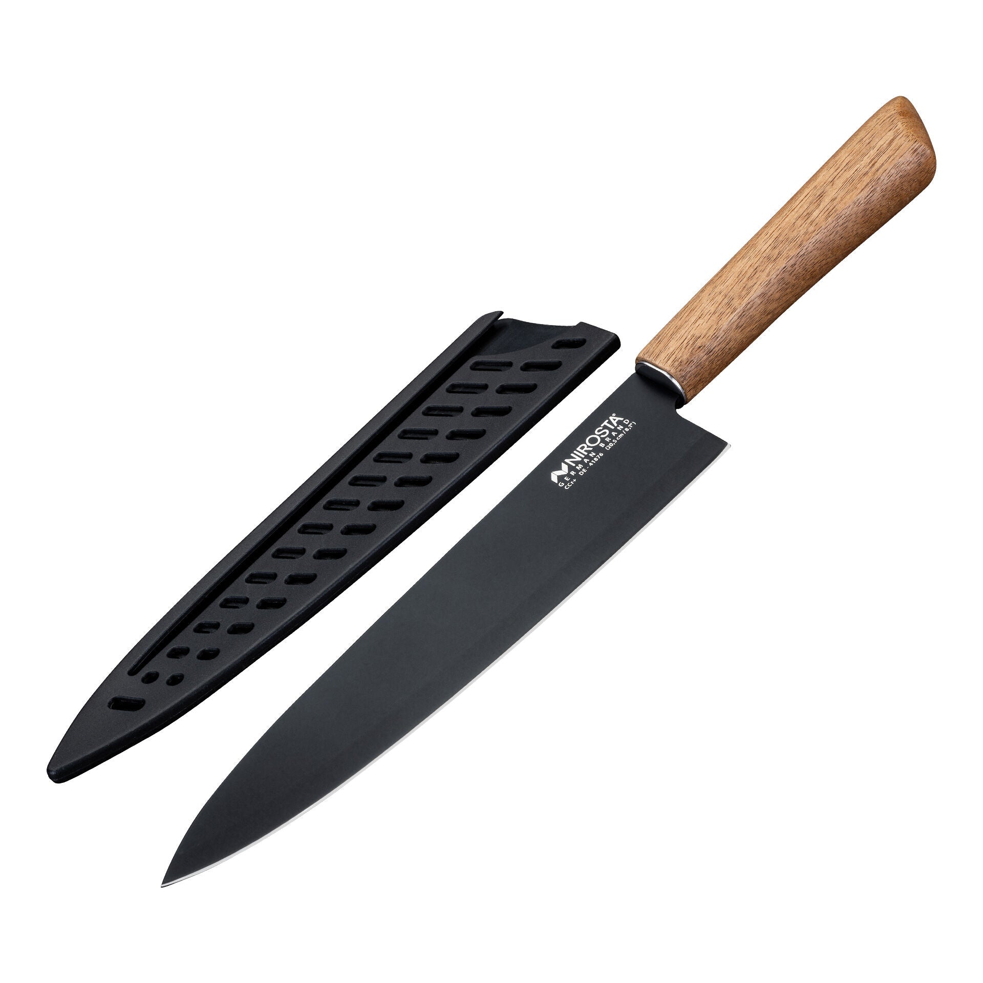 Kokkekniv Flow 20,5 cm rustfritt stål med akasieskaft forfra