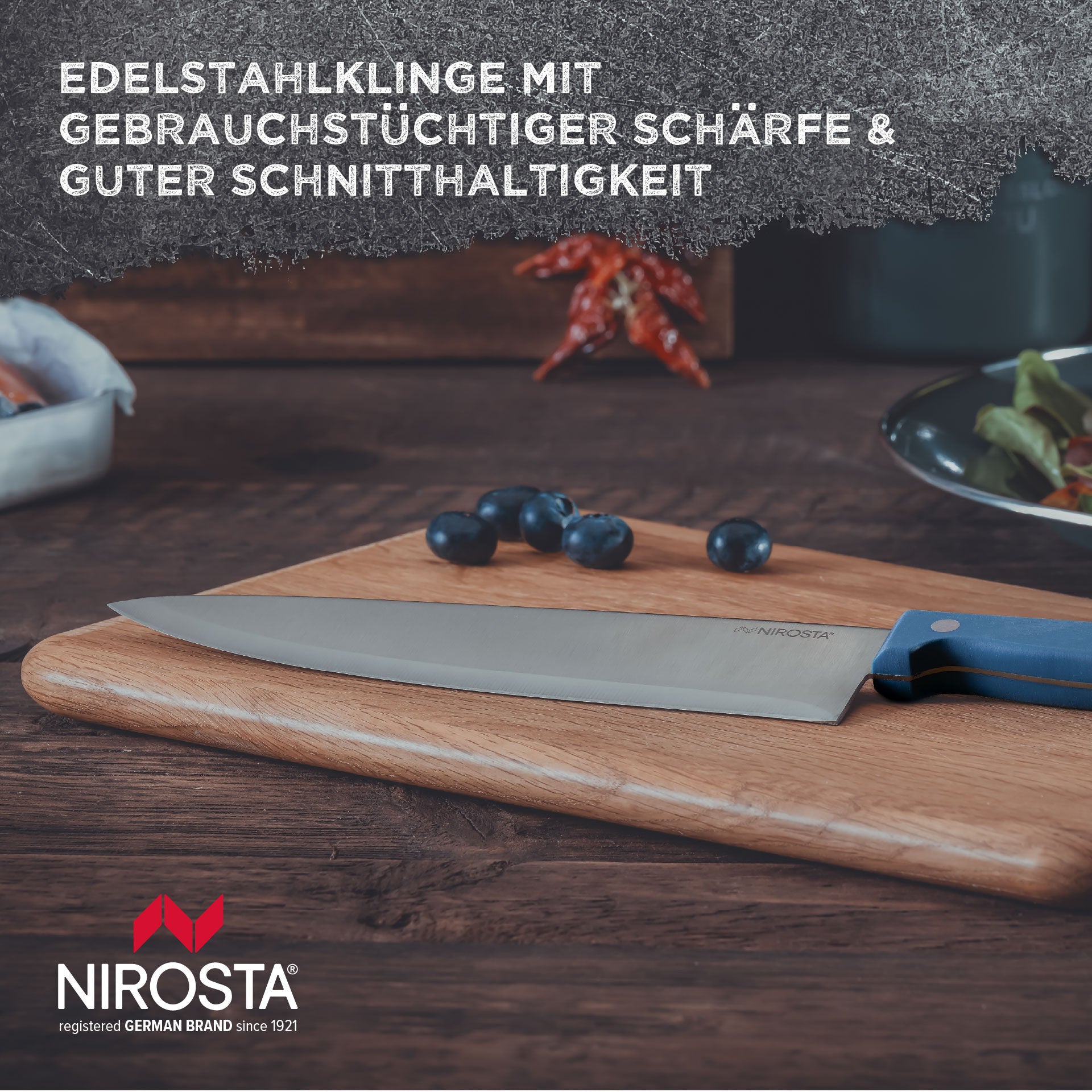 Kokkekniv Trio 20,5 cm rustfritt stål - Nirosta helhetsbilde