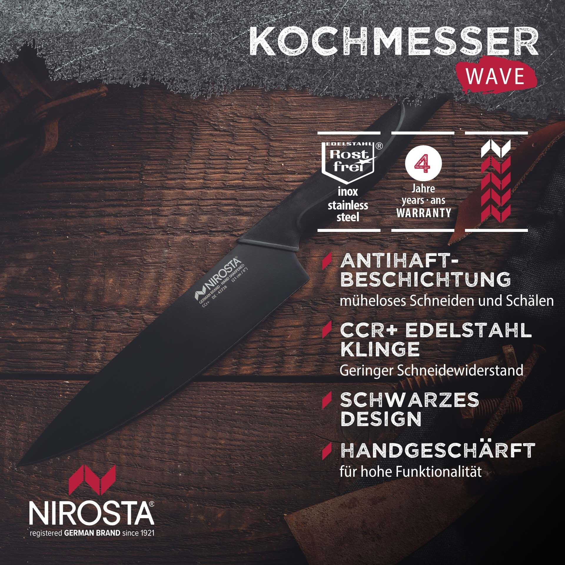 Kokkekniv Wave 21 cm med non-stick blad og Soft-Touch grep