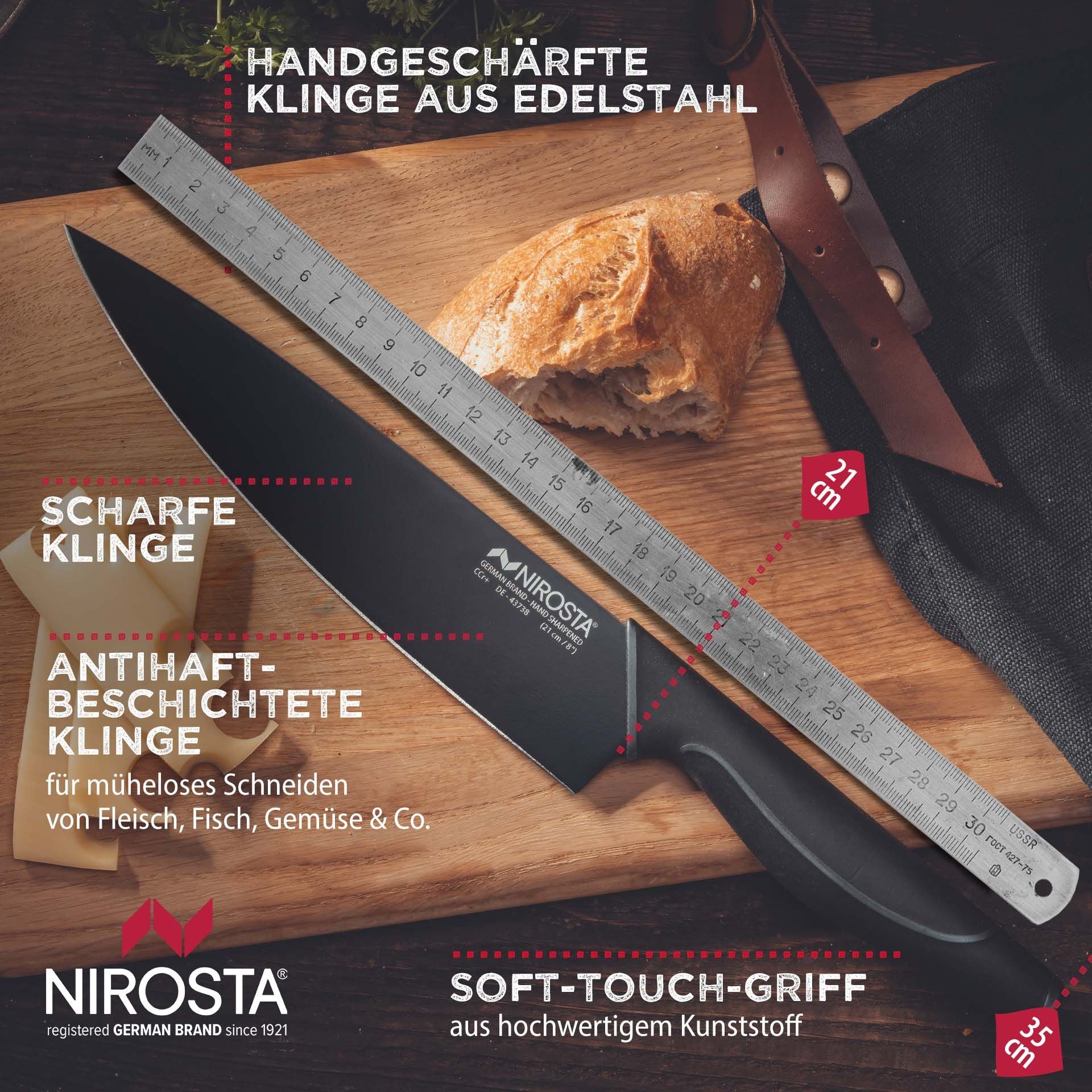 Kokkekniv Wave 21 cm med non-stick blad med logo