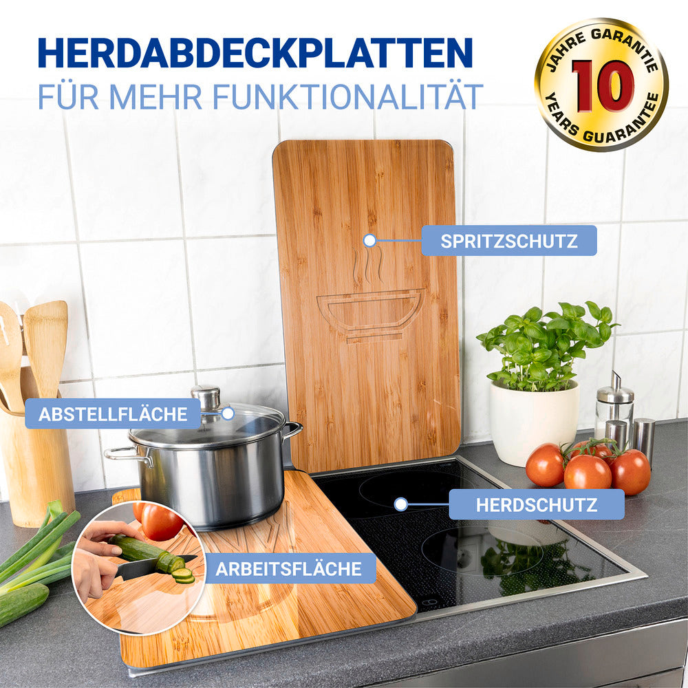 Komfyrdekkplater glass universal 2-delt sett Lunch-motiv fra Wenko bakside