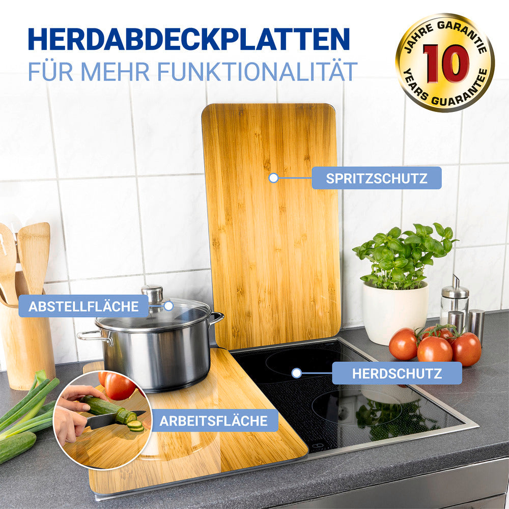 Komfyrdekkplater glass universal 2-delt sett treimitasjon bakside