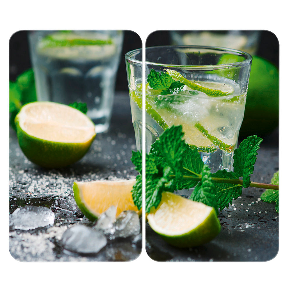 Komfyrdeksel glass 2-delt sett Mojito-motiv universal - Wenko forfra