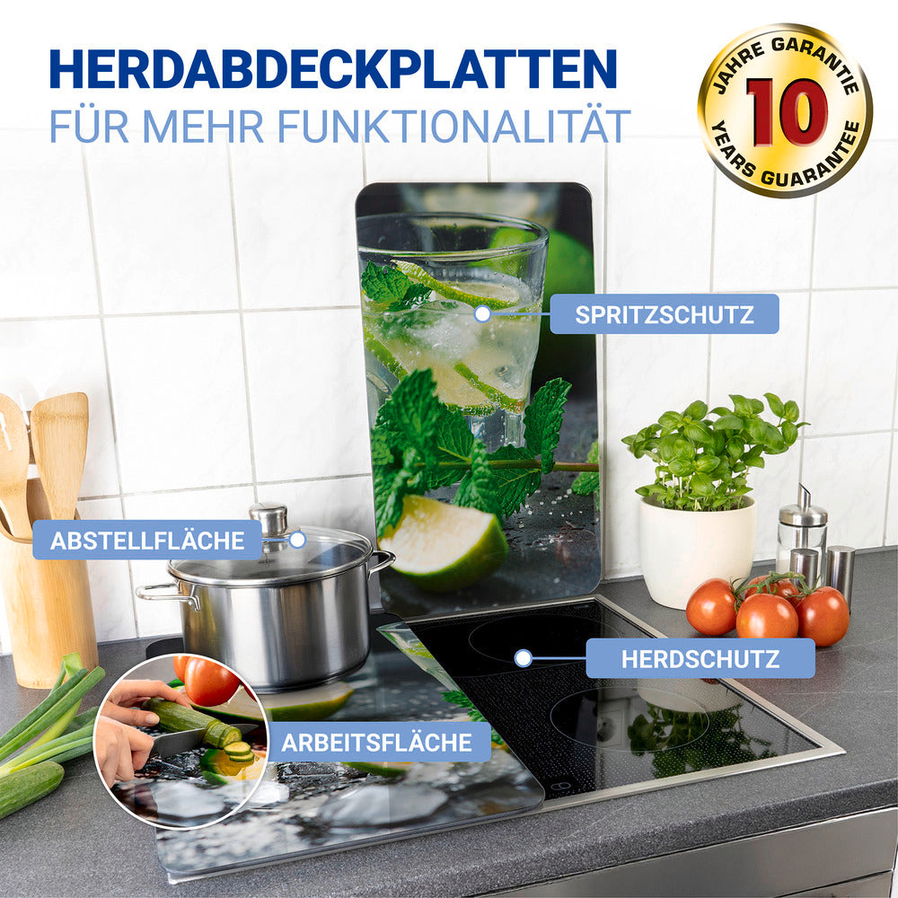Komfyrdeksel glass 2-delt sett Mojito-motiv universal - Wenko bakside