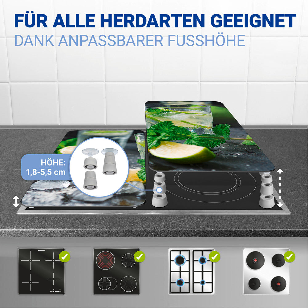 Detalj av Komfyrdeksel glass 2-delt sett Mojito-motiv universal - Wenko