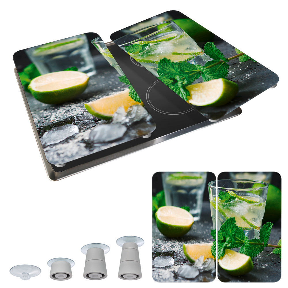 Komfyrdeksel glass 2-delt sett Mojito-motiv universal - Wenko pakket og klar