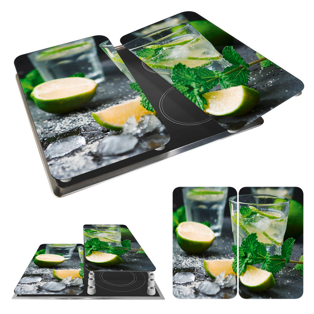 Komfyrdeksel glass 2-delt sett Mojito-motiv universal - Wenko brukseksempel