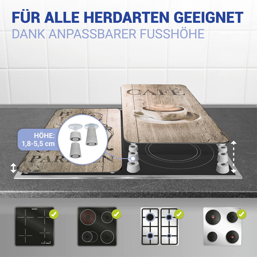 Detalj av komfyrdeksel glass 2-delt sett bistro-motiv universal - Wenko