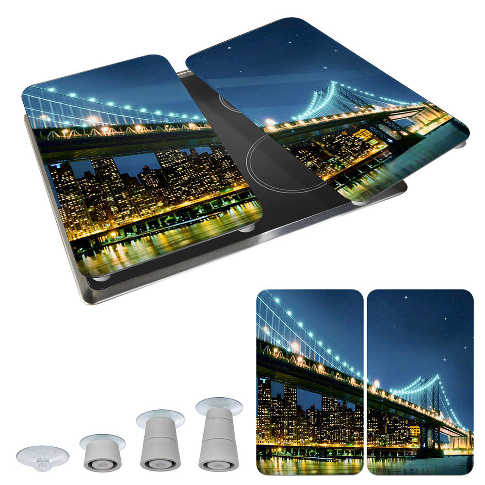 Komfyrdeksel glass 2-delt sett Brooklyn Bridge-motiv detalj av glassmateriale