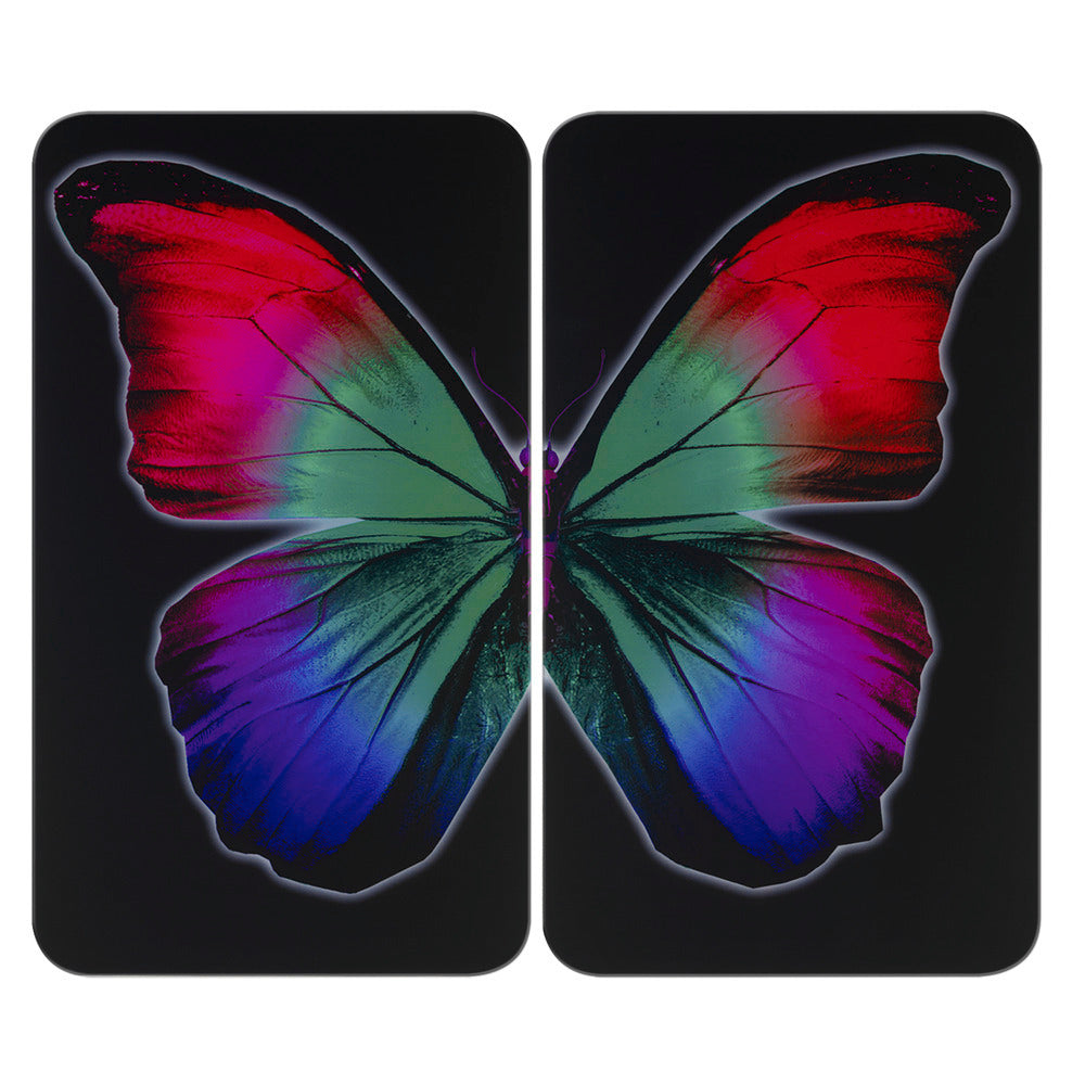 Komfyrdeksel glass 2-delt sett Butterfly by Night universal forfra