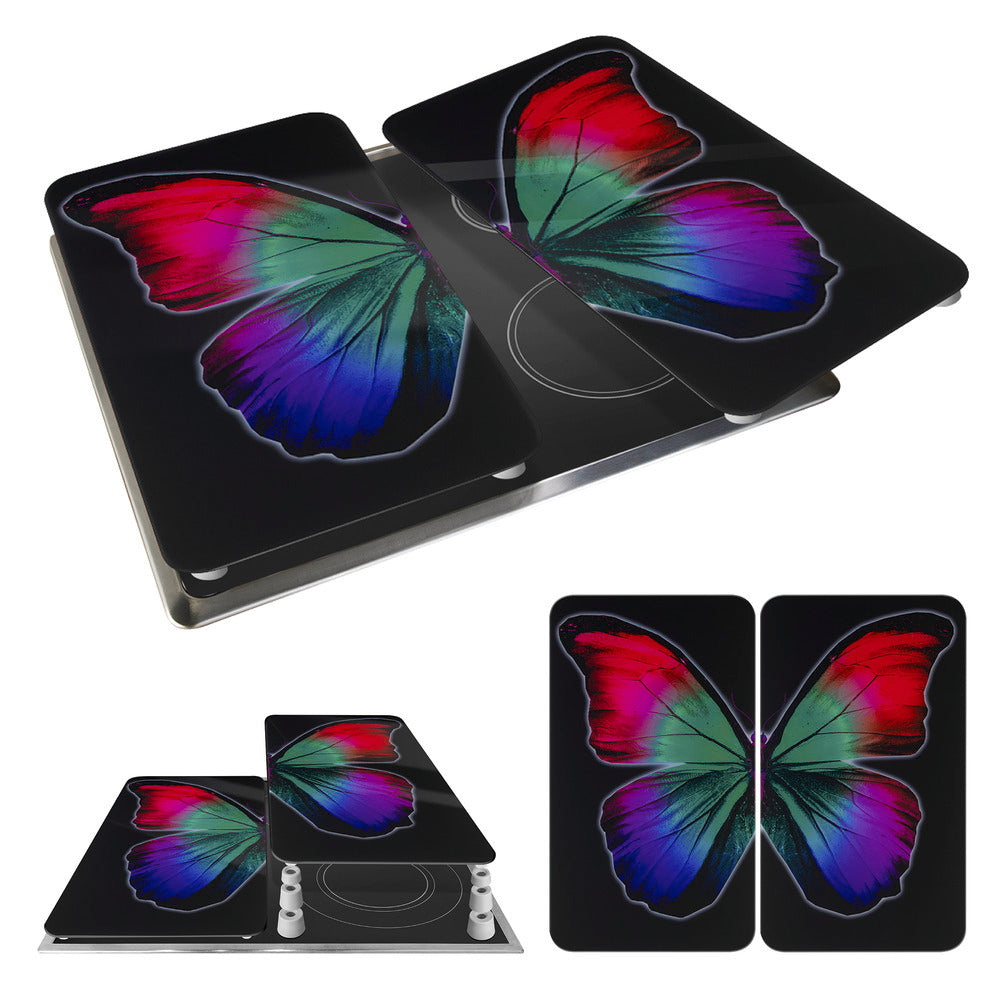 Komfyrdeksel glass 2-delt sett Butterfly by Night universal funksjon