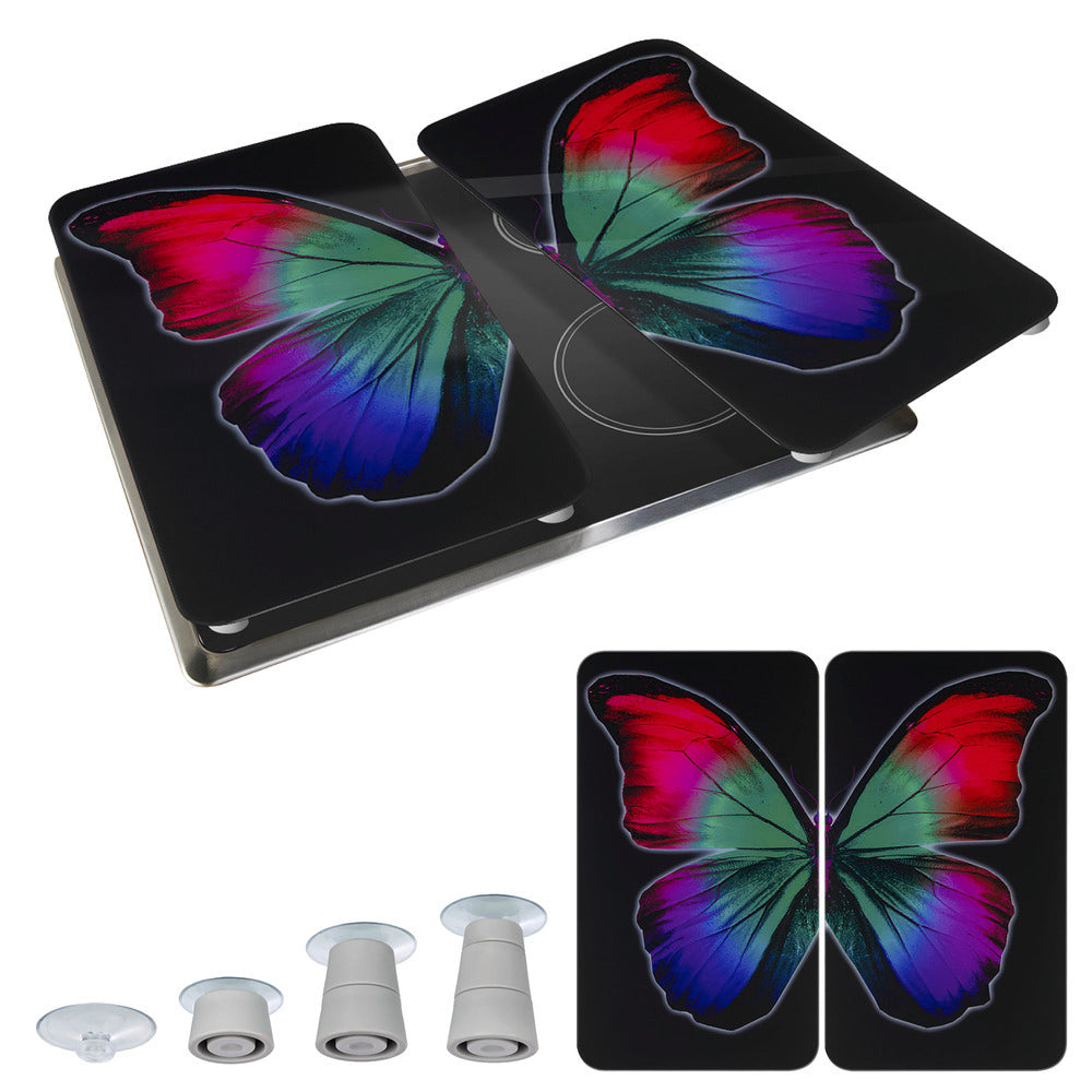Komfyrdeksel glass 2-delt sett Butterfly by Night universal design