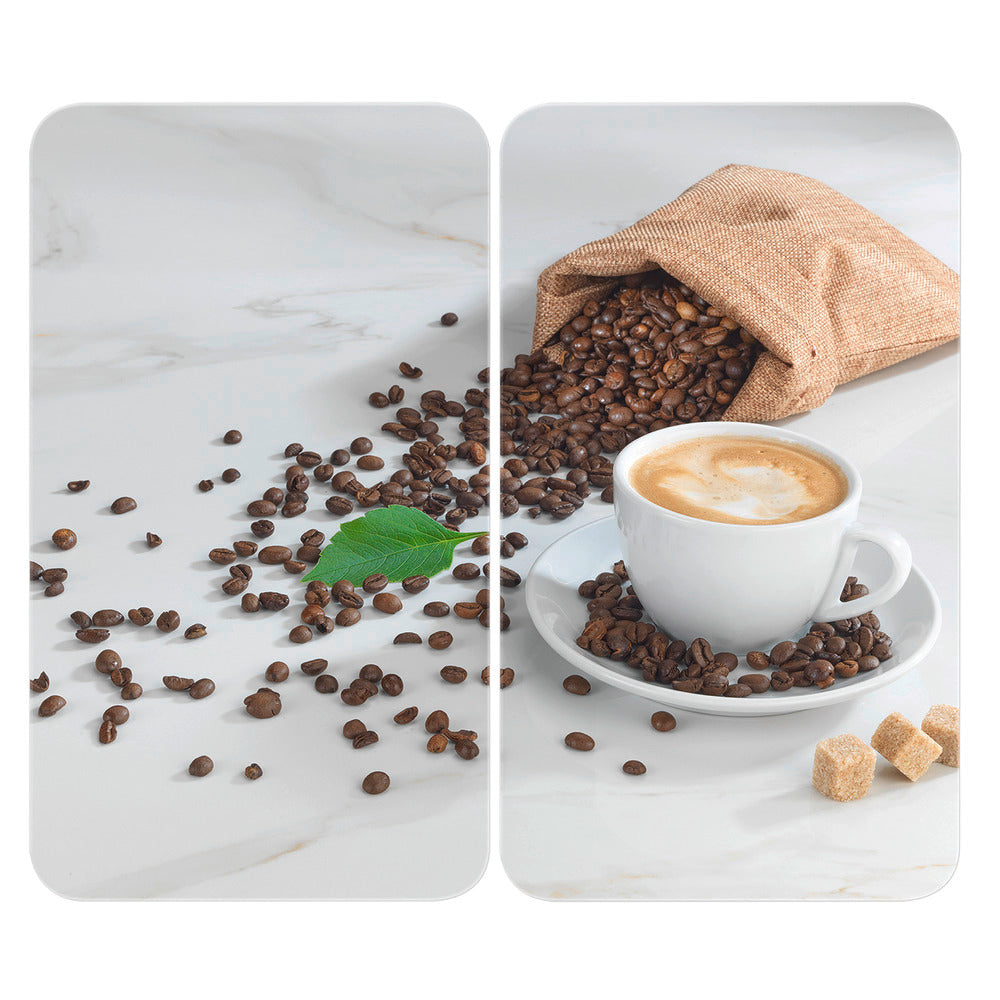 Komfyrdeksel glass 2-delt sett Café Aromatica-motiv - Wenko forfra