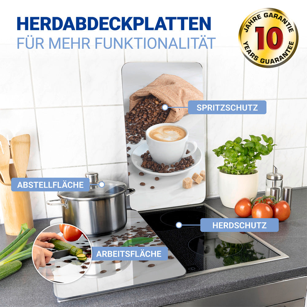 Komfyrdeksel glass 2-delt sett Café Aromatica-motiv - Wenko bakside