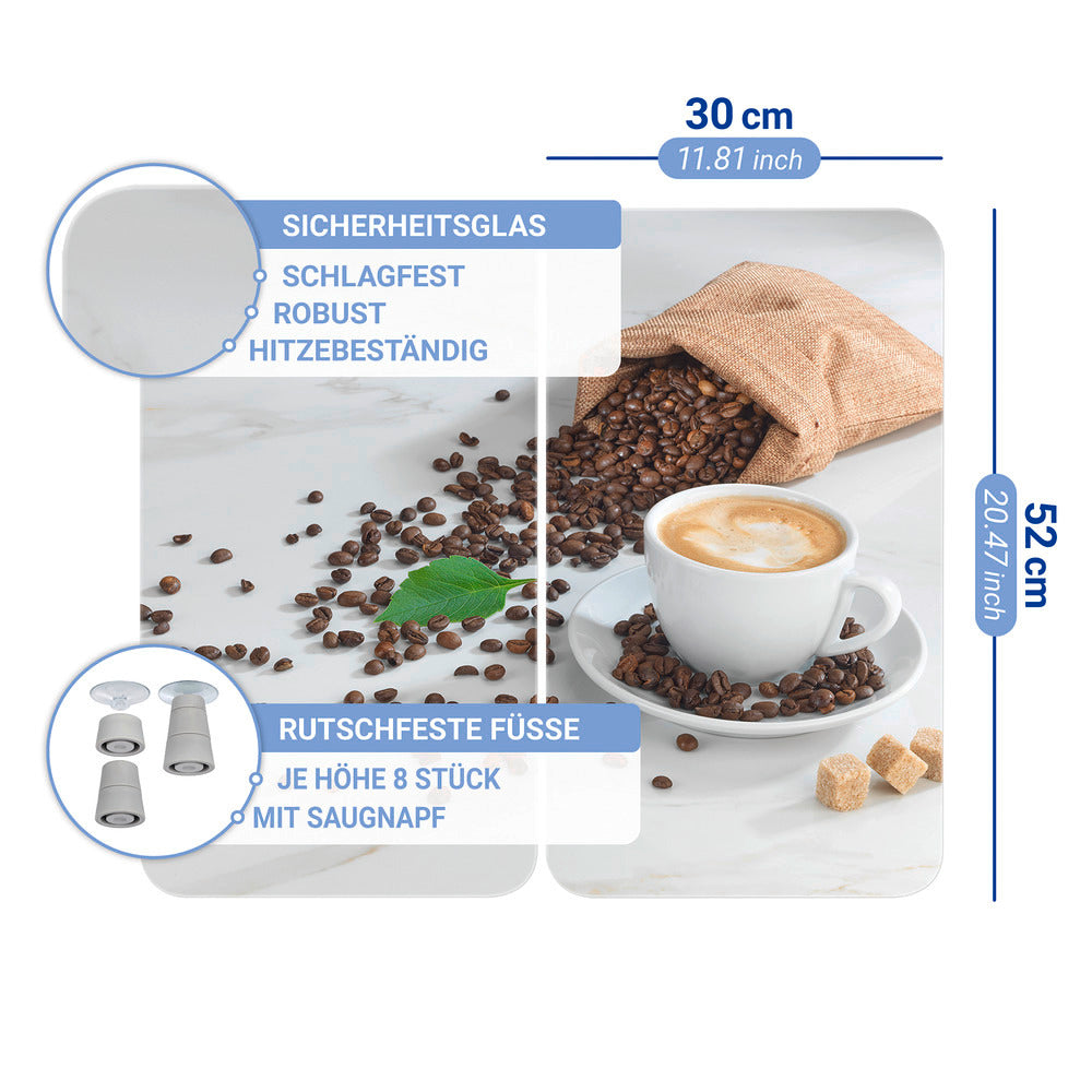 Komfyrdeksel glass 2-delt sett Café Aromatica-motiv - Wenko sett fra siden