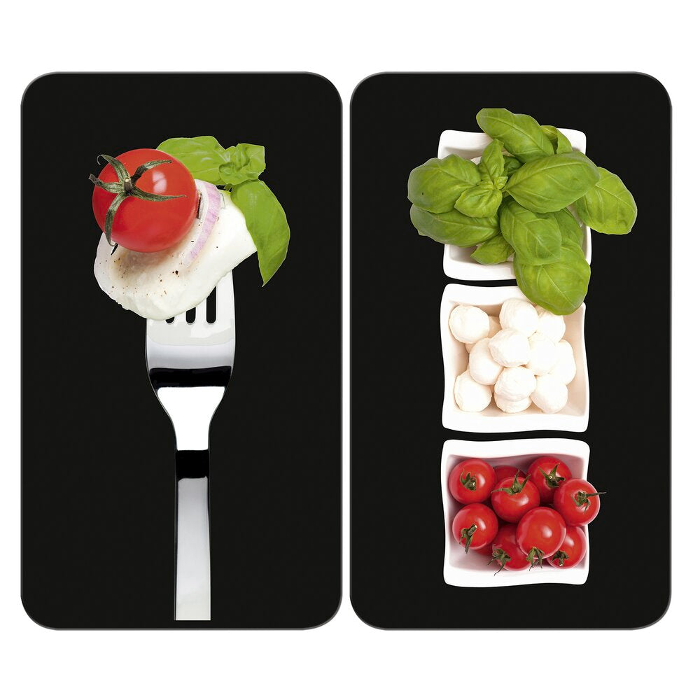 Komfyrdeksel glass 2-delt sett caprese-motiv Wenko forfra