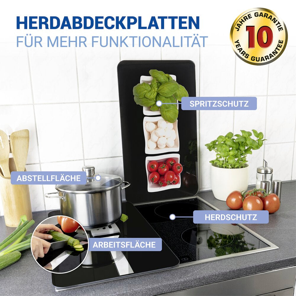Komfyrdeksel glass 2-delt sett caprese-motiv Wenko bakside