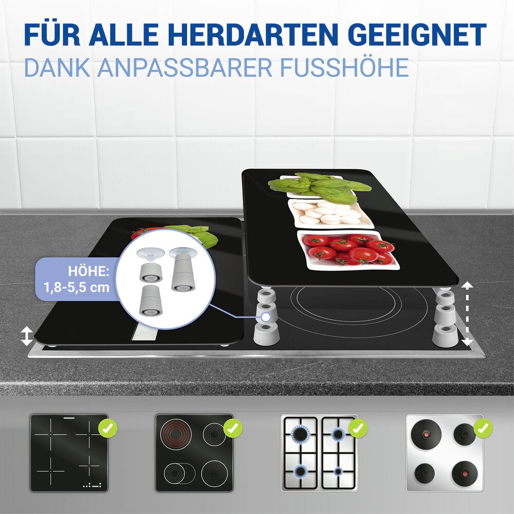 Komfyrdeksel glass 2-delt sett caprese-motiv Wenko detalj