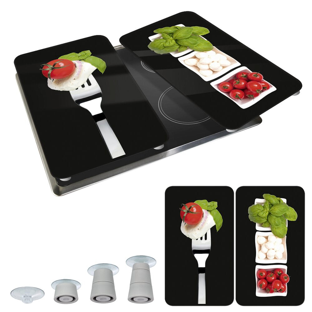 Komfyrdeksel glass 2-delt sett caprese-motiv Wenko oversikt