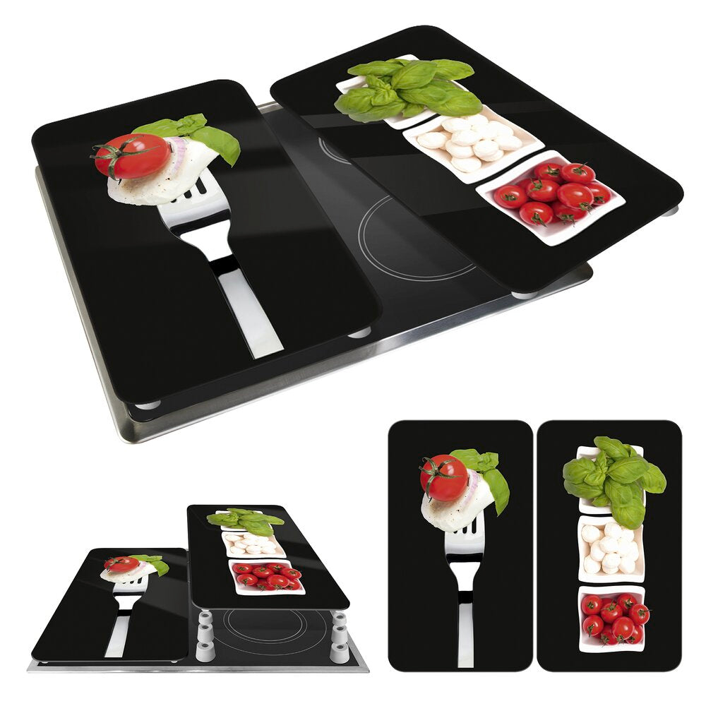 Komfyrdeksel glass 2-delt sett caprese-motiv Wenko produktbilde
