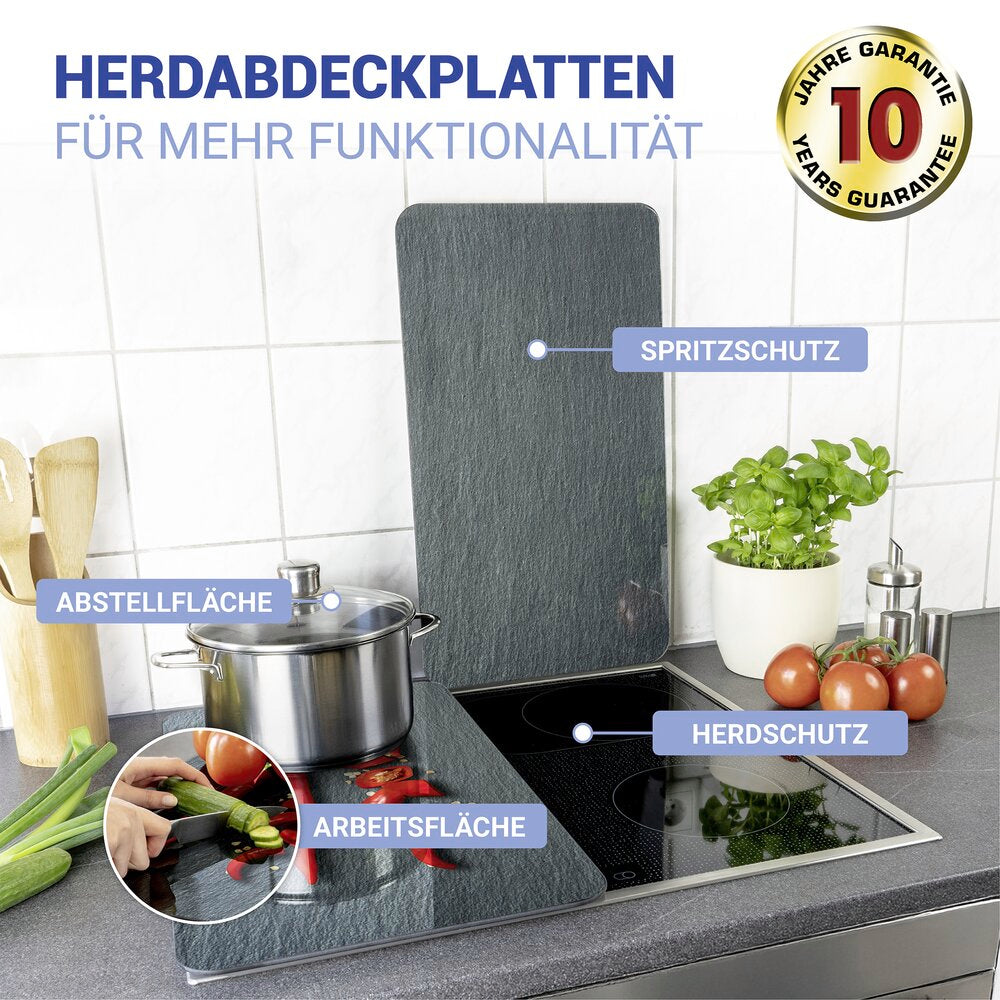 Komfyrdeksel glass 2-delt sett cayenne-motiv universal Wenko bakside
