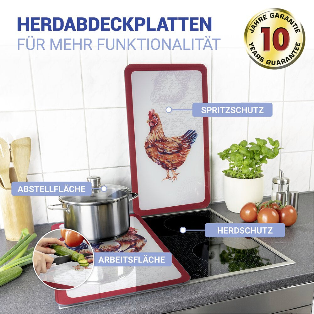 Komfyrdeksel glass 2-delt sett Farm-motiv universal - Wenko bakside