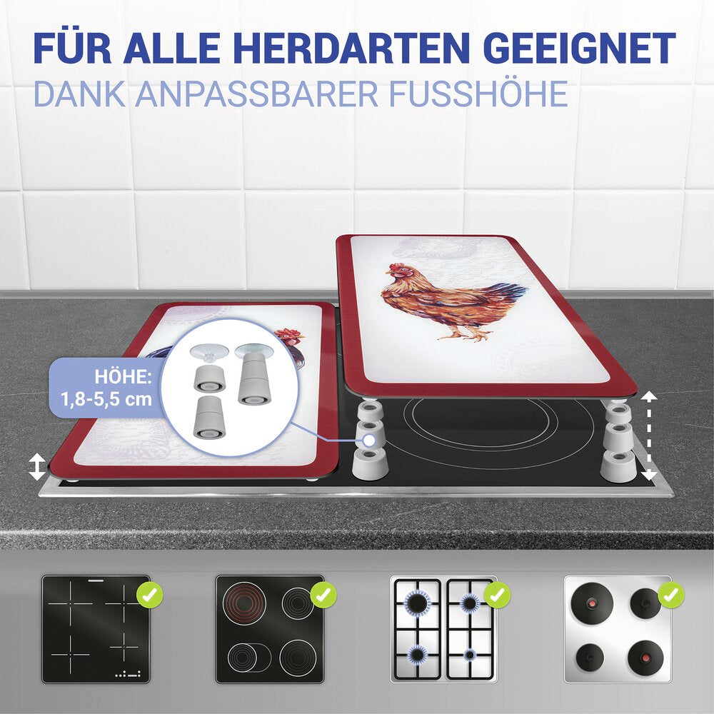 Komfyrdeksel glass 2-delt sett Farm-motiv universal - Wenko detalj