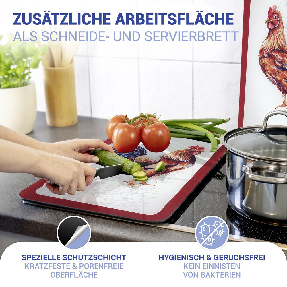 Komfyrdeksel glass 2-delt sett Farm-motiv universal - Wenko montert