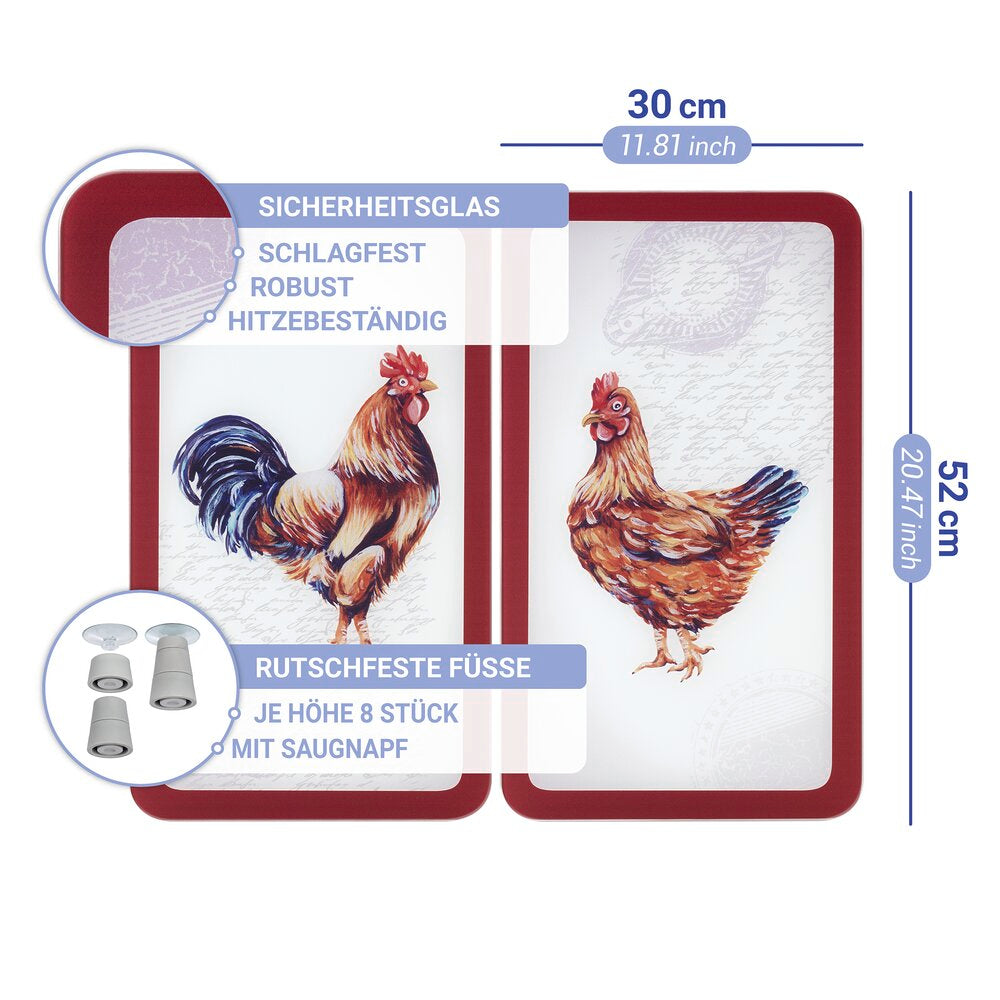 Komfyrdeksel glass 2-delt sett Farm-motiv universal - Wenko oversikt