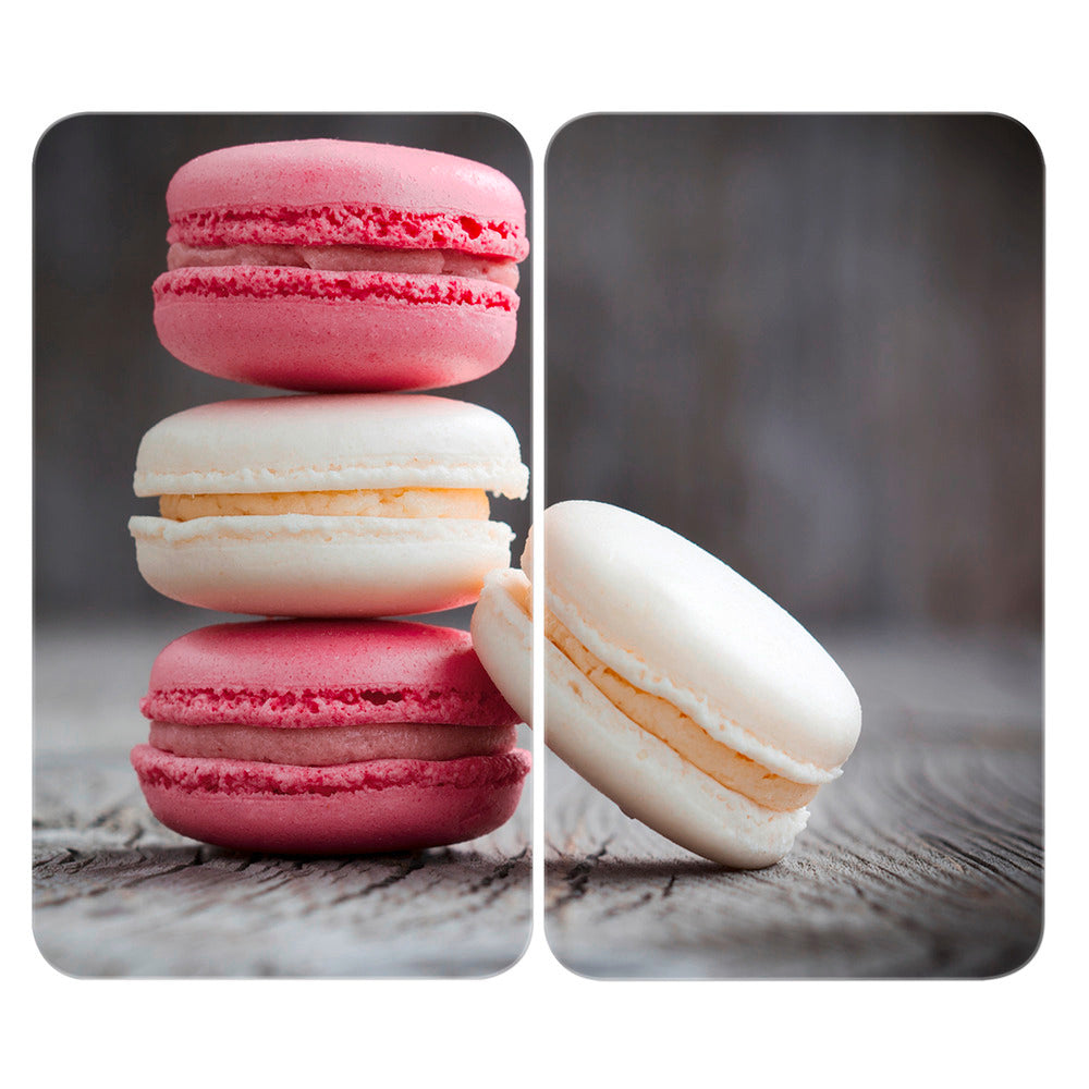 Komfyrdeksel glass 2-delt sett macarons-motiv universal forfra